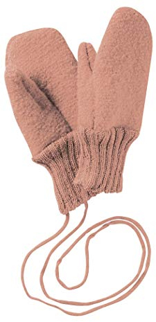 Disana WALK-HANDSCHUHE Baby & Kinder - 100% Bio-Merino, Wollwalk – wetterfest & super warm - unisex in 3 Größen - nachhaltig & fair – mit Strickkordel verbunden - made in Germany | Rosé Gr. 2