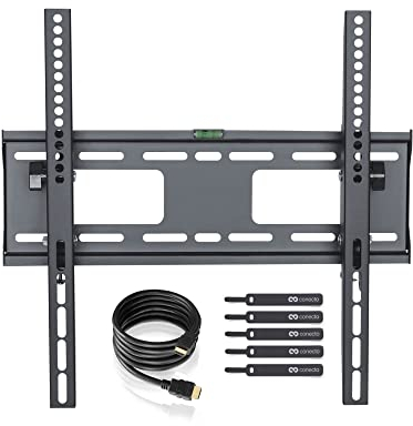 TV Wandhalterung für 26-52 Zoll (ca. 66-132cm) Flach & Curved LCD LED OLED Fernseher & TFT Monitor | Neigbar | Wand Halter Fernseher Halterung | VESA 200x200-400x400 | Schwarz