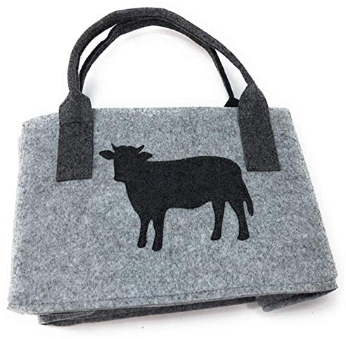 GILDE Filztasche Shopper hellgrau Kuh 26x40x26cm Henkeltasche
