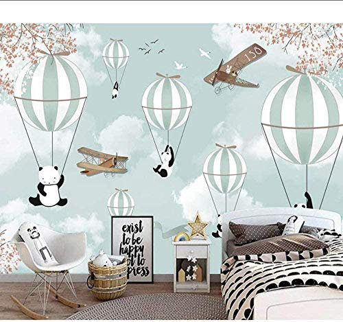 Kinder Tapete Cartoon Ballon Panda Foto Tapete 3D Wandbild Kinderzimmer Vinyl Papier 140x100cm
