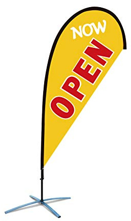 Beachflag Open Eröffnung Werbefahne über 2m hoch Fahne Flagge (Tropenform)