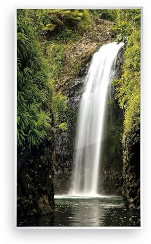WANDURLAUB - Landschafts Bilder auf Acryl - XXL Bild - 100x60 cm Acrylglas - hochwertiger weißer Aluminum Rahmen inkl. Wandhalterung - Ultra HD Druck - Made in Germany - Wasserfall Hochformat 14