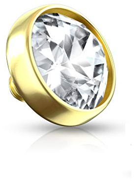 Paula & Fritz® Aufsatz-Dermal Anchor Echt-Gold 14 Karat Kugel 6-mm Gelb-Gold Zirkonia Klar 1,6-mm Gewinde Haut-Anker Skin Diver Implantat Bodypiercing