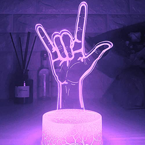 Jinson well 3D rock 'n' roll gesten Lampe optische Illusion Nachtlicht, 7 Farbwechsel Touch Switch Tisch Schreibtisch Dekoration Lampen Acryl Flat USB Spielzeug