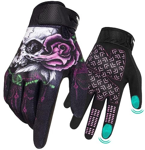 RIGWARL Touchscreen Motorrad Handschuhe Herren, Luftdurchlässige Mesh-Einsätze Handschuhe Skelett Damen, Rutschfest Leicht Langlebige Fahrradhandschuhe Motocross MTB Laufen, Radfahren, Klettern Garten