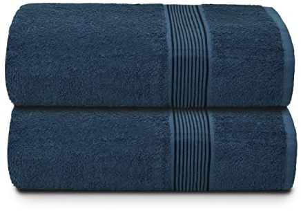 GLAMBURG Baumwolle 2er-Pack übergroße Badetücher 100 x 150 cm, große Badetücher, Ultra saugfähig, kompakt, schnell trocknendes und leichtes Handtuch - Mineral Blau