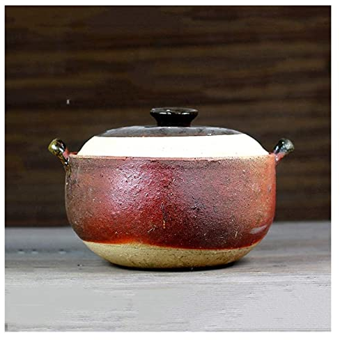FZYE Cooking Pot Casserole Japanese Ceramic Hot Pot, Heat Resistant Casserole with Lid, Small Round Earthenware Clay Pot, Rice Cooker for Stew Soup Noodles (Color : A, Size : 3.5L)