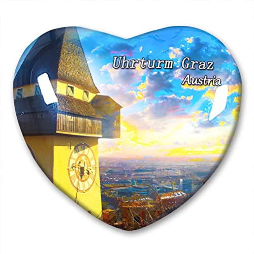 Österreich Uhrturm Graz Kühlschrankmagnet Kühlschrankmagnet Kühlschrankaufkleber Kollektion Deko Magnet Reise-Souvenir Herzform Kristallglas