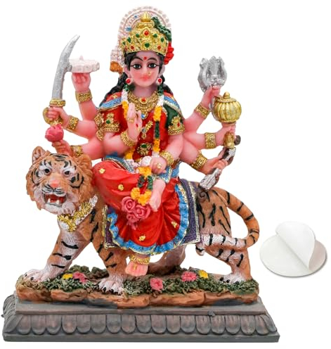 Kleine Maa Durga MATA Statue – 10,4 cm H Durga Skulptur Indien Gott Hindu-Göttin Murti Hindu Pooja Artikel für Home Office Tempel Mandir Altar Puja Diwali Geschenke Diwali Dekor