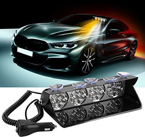 yifengshun 36 LED Ambra+Bianco Beacon Strobe Luce Di Emergenza Super Bright Beacon Danger LED Flash Con Ventosa 12V Adatto Per Auto Camion SUV Interno Tetto/Dash/Parabrezza