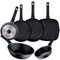 Juego de 4 sartenes + Wok + Sarten asador San Ignacio.