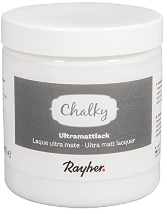 Rayher Chalky Klarlack ultramatt, Dose 230 ml, Clear Varnish, Schutzlack zum Versiegeln von Acrylfarbaufstrichen, wetterfest, lösungsmittelfrei, 35053000