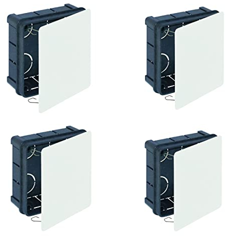 RASMACOR | Pack 4 unidades Caja registro empotrar 100x100x45 | Tapa con garras metálicas | Caja empotrar electricidad 100x100 | Solera 562