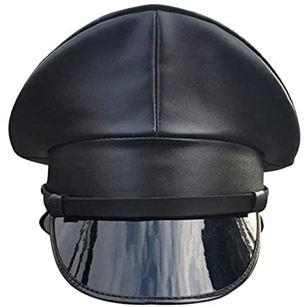 LOVIVER Cappello da Capitano Deluxe in Stile Tedesco - Ufficiale Con Visiera in Pelle PU per Halloween, Nero 57