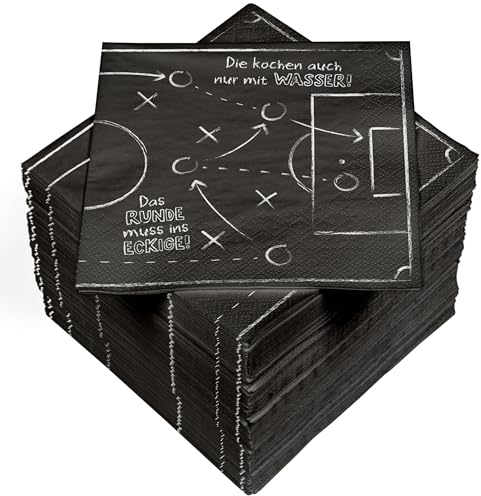 HEKU 100 Servietten, 3-lagig, 33x33cm I Saugstark und praktisch verpackt I Ideal für Hochzeiten, Jubiläen und besondere Anlässe, Fußball Party