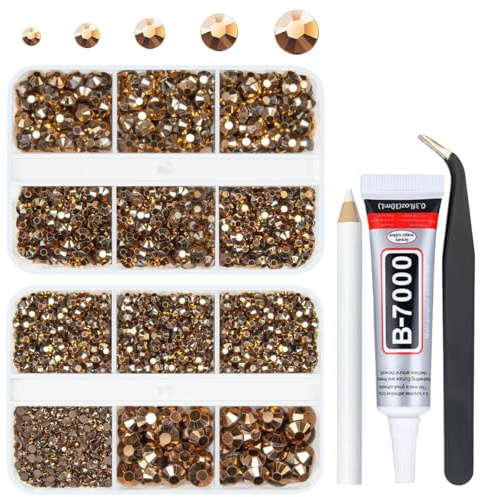 qiipii 3060PCS Retro Brown Resin Rhinestones for Crafting Coffee Flatback Jelly Resin Stones 2mm 3mm 4mm 5mm 6mm Non-Hotfix Old Copper Gems Stones Diamonds Crystals for Tumblers Mugs Bottles Crafts