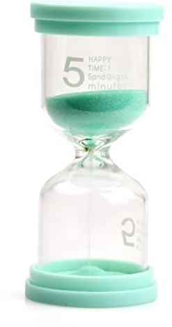 Focenat Sablier 3/5 / 10 Minutes, Coloré Sable Sablier Enfant, Horloge de Sable, Sablier Cuisine Minuterie Minuteur pour Brossage Dents Enfant Douche Jouet École Bureau (5 Minutes)