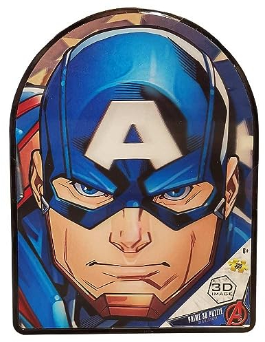 PRIME 3D | Marvel - Captain America | 3D Lenticular Jigsaw Puzzle | 31cm x 46cm - 300 pcs | Games & Puzzles | Ages 6+