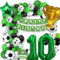 10 Fußball Geburtstag Deko Junge, 10. Football Geburtstagsdeko Mädchen, 10 Jahre Ballon Grün Luftballon Girlande mit Happy Birthday Girlande für Kinder Geburtstag Party Fußball Deko 10.Geburtstagsdeko