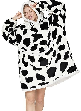 SPSHODOW Coperta con Cappuccio Oversize - Coperta Indossabile in Pile Sherpa da Donna Adulta Coperta con Cappuccio Gigante Calda e Accogliente Felpa Soffice per Donna e Uomo