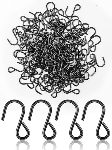 Sheryl&Rain S ganchos para colgar Pequeño,120 Piezas Mini Ganchos S,Gancho en S Pequeño,Ganchos en Forma de S Negros,Mini Conectores de Gancho en S para DIY Artesanía Luces de Hada Adorno Decoración