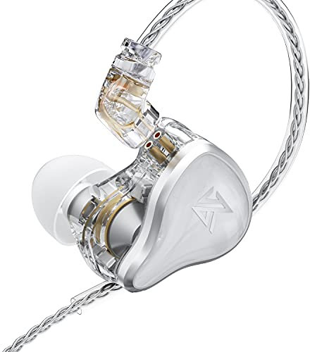 keephifi KZ ZAS in-Ear Headphones Wired Earbuds 16-Unit Hybrid in Ear Monitor Earphone 7BA+1DD IEM Earphone with 8 cores Silver Plated Cable(White, with Mic)