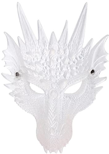 Hworks Masque de dragon blanc 3D en silicone pour fête d'Halloween et cosplay