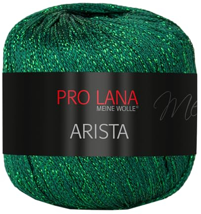 Frida's Wollhaus Pro Lana 25 g Arista Häkelgarn Effektgarn Glitzergarn Lurexgarn weich 12 Farben (322 | Grün)