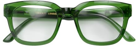 LONDON MOLE Brillen | Tricky Lesebrille | Rechteckige Lesebrille | Coole Leser | Stilvolle Lesebrille | Herren Damen Unisex | Federscharniere | Transparent Grün | + 2,0 Vergrößerung, LM-TRI-TG-2