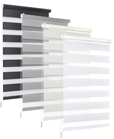 Doppelrollo DuoRollo Klemmfix ohne Bohren Seitenzug Fenster Rollo anthrazit B 105cm (101cm Stoffbreite) x H 150 cm