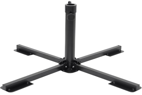 vidaXL Base de Parasol Pliable pour m?t ?38/48 mm Noir Brillant Acier Base de Parapluie Support de Parapluie Pied de Parasol Base de Parasol de Patio