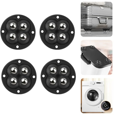 Mini Casters Caster Castor Wheels Appliance Rollers Sliders Roulettes Self Adhesive 360 Rotation for Kitchen Counter Small Appliances Furniture, 4 Pcs black