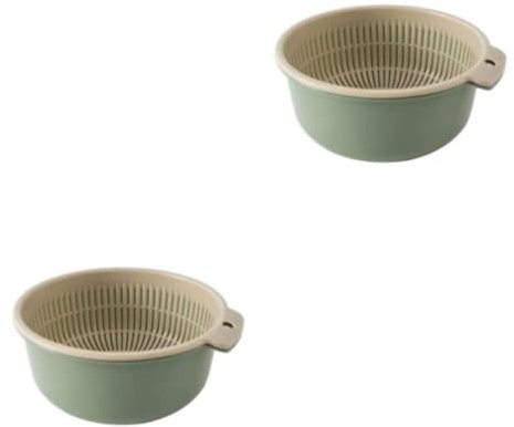 IEEDFJKK 2 Ensemble de Panier passoire épaissie Double Couche pour Une Cuisine Efficace tendue Large Application Gadgets de Cuisine en Plastique Vert Nordique Petit, Vert Nordique Petit, 2Ensemble