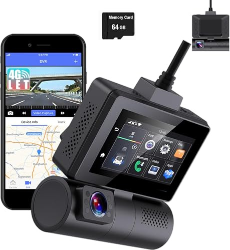 XRC Tech 4G Android 10.0 Car DVR Dash Cam Rear View, con wifi GPS Navi ADAS, Dual Lens FHD 1080P Video Recorder, Remote 24H Monitor.