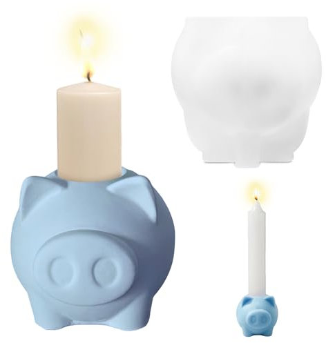 LETTERASHQP Silikonform Schwein Kerzenhalter Silikonformen Gießformen Schweinchen Kerzenformen 3D DIY Silikonform Schweinchen für Kerzenständer Basteln Heimdekoration Tischdekoration
