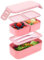 Bugucat Brotdose Kinder mit Fächern 1300ML, 2 in 1 Brotdosen Lunchbox Kinder mit 3 Fächern, Auslaufsicher Bento Box Lunchbox Erwachsene, Vesperdose Frühstücksbox für Mädchen & Jungen BPA-Frei Rosa