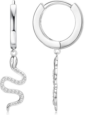 Milacolato Creolen mit Anhänger Silber 925 Hypoallergene Huggie Creolen Ohrringe Hängend mit Schlange Anhänger Tropfen Ohrringe Damen