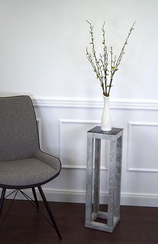 freeroom24 Designer Beistelltisch Glas Schwarz 20x20x70 cm - Wohnzimmertisch modern - Stabiler Couchtisch - praktischer Coffee Table Betonoptik - Kleiner Kaffeetisch - Blumensäule - Made in Germany