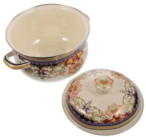 Hoement Pentola Smaltata con Doppio Manico AntiGraffio Pentola Zuppa per Gas e Induzione Riscaldamento Rapido e Risparmio Energetico Facile Pulizia e Manici Isolanti Ergonomici