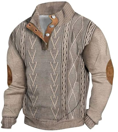 Qixiu Lässiges, modisches, lockeres und trendiges Herren-Sweatshirt mit 3D-Druck und Stehkragen und Langen Ärmeln Roter Pullover Mit V Ausschnitt Shirts V Ausschnitt