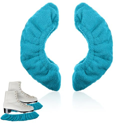 Prasacco 2 Stück/1 Paar Kufenschoner für Schlittschuhe, Elastische Schlittschuhe Kufenschoner 22 x 7 cm Faser Schutzhülle für Kinder Hockeyschlittschuhe und Eiskunstlaufschuhe (Blau, Größe S)