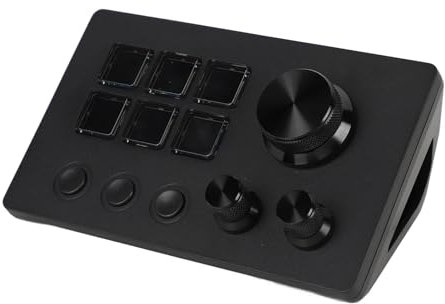 Jectse Programmierbare Tastatur für OBS, Visuelle Tastatur mit Knöpfen, Makrotastatur mit 6 LCD-Touch-Federtasten, für Twitch, für YouTube, für OS X und PC (Black)