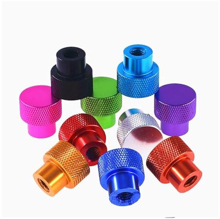 Dado tondo zigrinato con testa a vite, 1 pz dado for foro cieco M3 M4 M5 M6 M8 M10 dadi zigrinati in lega di alluminio colorato impugnatura a mano manopola passo dadi(Sky blue,M4)