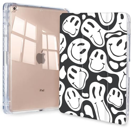 Watbro Case for iPad 9th / 8th / 7th Generation (2021/2020/2019) 10.2 inch, Slim Trifold iPad 9th Generation Case Clear Back Transparent Cover with Pencil Holder & Auto Sleep/Wake Cover