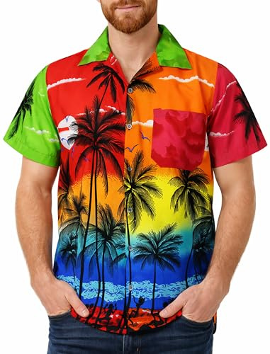 King Kameha Funky Hawaii-Hemd, Kurzarm, Beach, Random-Mixed-Colors, 7XL