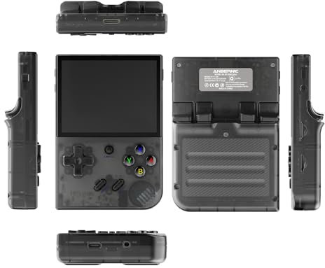 Console di gioco portatile RG353XX PLUS - Schermo IPS da 3,5, memoria da 64 GB, doppio slot per schede TF, batteria da 3300 mAh, supporta PSP/PS1/N64/NDS/GBA e altro, nero trasparente