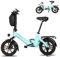 Bodywel T16PRO Mini E Bike 14 Zoll faltbar Elektrofahrrad 250W 36V/7.8Ah Akku mit APP Funk für Herren Damen,Reichweite Max 45 km (Blau+Rückpacktrager)