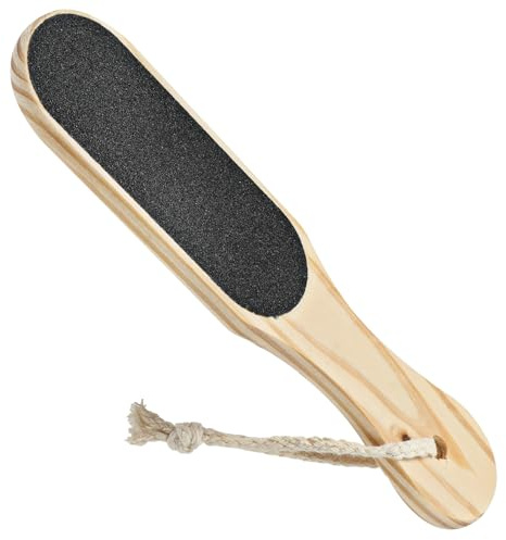 MBAIYO Hornhautfeile Doppelseitiger Fußschrubber Aus Holz, mit Trageband Professionelles Pediküre Fußfeile Fein & Grob Fußraspelfeile für Verhärtete oder Trockene Haut zur Entfernung Abgestorbener Hau