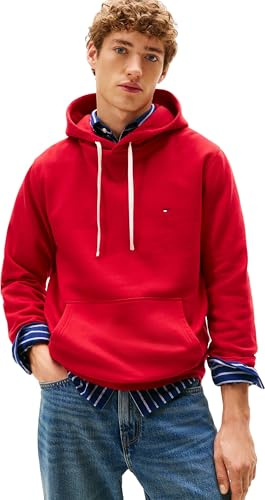 Tommy Hilfiger Herren Hoodie Seasonal Fleece mit Bauchtasche, Rot (Medium Red), XL