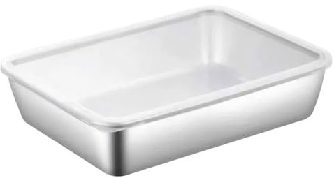 Bandeja para hornear de acero inoxidable con bandeja para pastel de tapa para asar lavavajillas de servicio pesado Caja de almacenamiento de alimentos seguros los contenedores de delicatessen 9.8x7.9